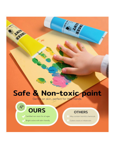 Pintura de Dedos Lavable TMOL 10 Colores 60ml para Niños