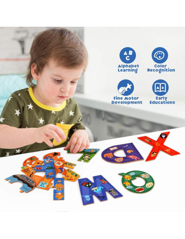 Rompecabezas de Alfabeto de Madera SYNARRY para Niños 3+
