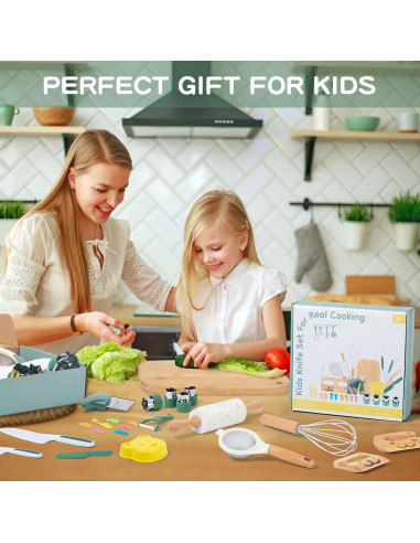 Set de Cocina Montessori 18 Piezas para Niños - Herramientas Seguras