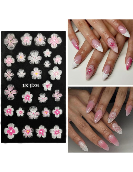 Calcomanías de Uñas 3D VOTACOS 6 Hojas Flores Primavera Calcomanías de Uñas 3D VOTACOS 6 Hojas Flores Primavera