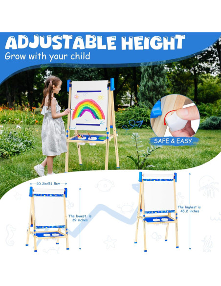 Caballete de Arte Ajustable Doselie para Niños 2-10 Años Caballete de Arte Ajustable Doselie para Niños 2-10 Años
