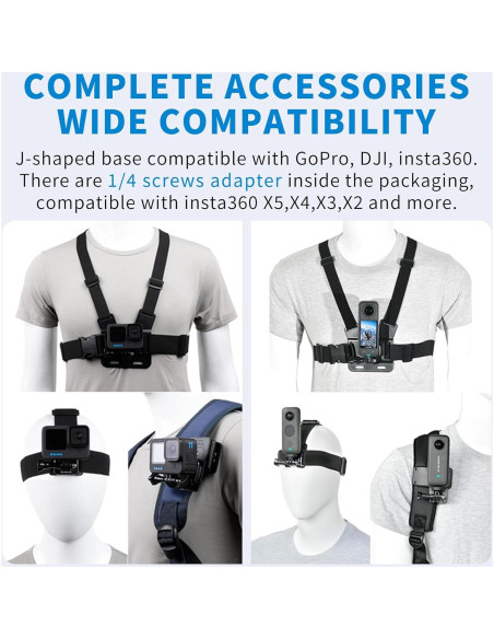 Kit de Accesorios para GoPro Hero 13/12/11/10/9/8/7/5 y DJI Action 5/4/3 - Soporte Pecho, Cabeza y Mochila Kit de Accesorios para GoPro Hero 13/12/11/10/9/8/7/5 y DJI Action 5/4/3 - Soporte Pecho, Cabeza y Mochila
