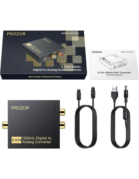 Convertidor de Audio Digital a Analógico PROZOR 192kHz 5.1CH Convertidor de Audio Digital a Analógico PROZOR 192kHz 5.1CH