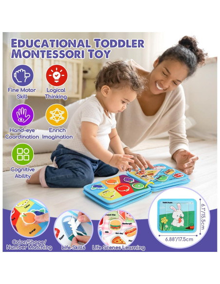 Lehoo Tablero Ocupado Montessori Azul Dinosaurio 12 en 1 Lehoo Tablero Ocupado Montessori Azul Dinosaurio 12 en 1
