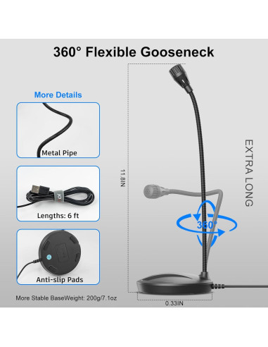 Micrófono USB de Escritorio CMOCIIY 610 con Brazo Ajustable