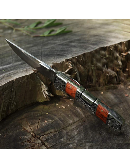 Cuchillo de bolsillo plegable FU-GLBY 22cm acero inoxidable madera roja Cuchillo de bolsillo plegable FU-GLBY 22cm acero inoxidable madera roja