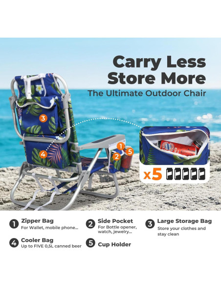 Silla de Playa Plegable Join Nature - Reclinable 5 Posiciones Silla de Playa Plegable Join Nature - Reclinable 5 Posiciones