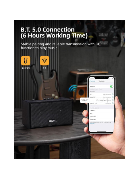 Amplificador de guitarra LEKATO GA-02 5W Bluetooth recargable Amplificador de guitarra LEKATO GA-02 5W Bluetooth recargable