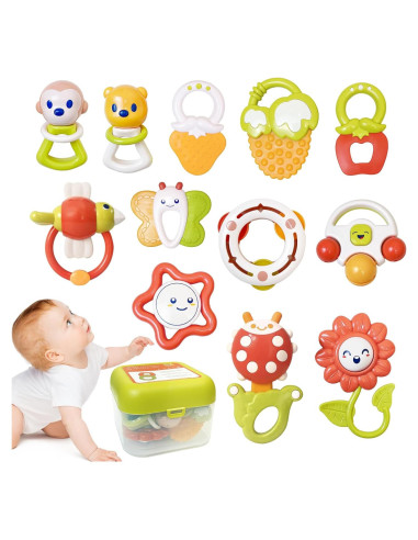 Juego de 12 Sonajeros para Bebés Cuterabit con Estuche