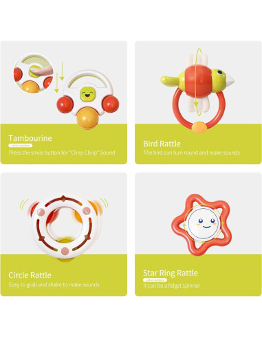 Juego de 12 Sonajeros para Bebés Cuterabit con Estuche