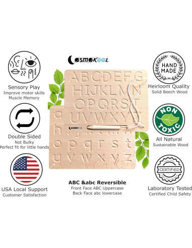 Tablero de Trazado del Alfabeto Montessori CosmoKool - Doble Cara
