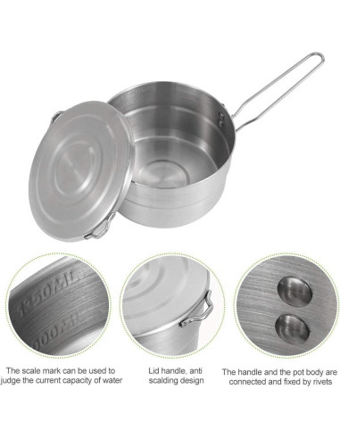 Olla de Cocina de Acero Inoxidable EKDJKK 1.5L Plegable