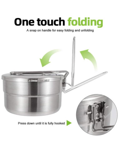 Olla de Cocina de Acero Inoxidable EKDJKK 1.5L Plegable