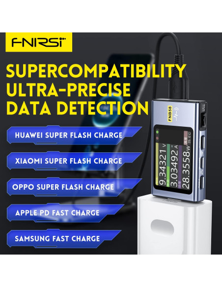 Probador USB FNIRSI FNB58 4-28V 7A LCD Multímetro Probador USB FNIRSI FNB58 4-28V 7A LCD Multímetro