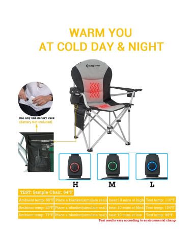 Silla de Camping Calentada KingCamp 2 Pack Plegable 5.1 kg