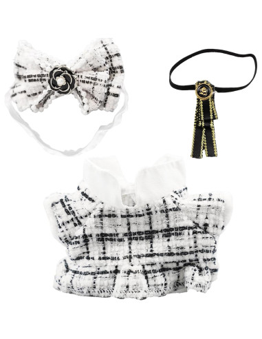 Conjunto de Ropa para Muñecas Labubu 17cm - Atuendo Blanco Chic