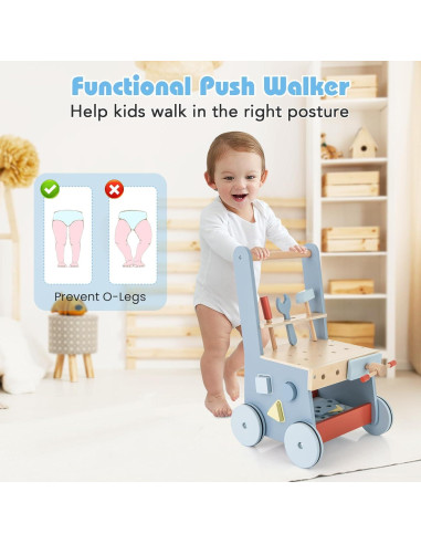 Andador para Bebés HONEY JOY 2 en 1 con Banco de Herramientas