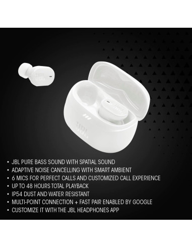 Auriculares Inalámbricos JBL Tune Buds 2 con ANC, 48h Batería