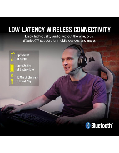Auriculares Gaming Corsair HS55 Wireless CORE - 2.4GHz, 15m Bluetooth