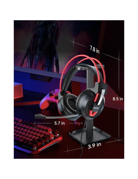 Auriculares Gaming Voistek V9 Rojo con Micrófono 50mm Auriculares Gaming Voistek V9 Rojo con Micrófono 50mm