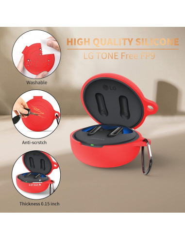 Funda Protectora Silicona WQNIDE para LG Tone Free FP9 Rojo