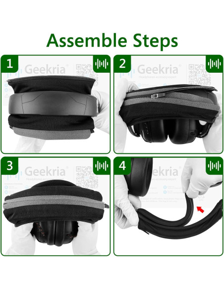 Cubierta de Banda para Auriculares GEEKRIA con Velcro 21x5 cm Cubierta de Banda para Auriculares GEEKRIA con Velcro 21x5 cm