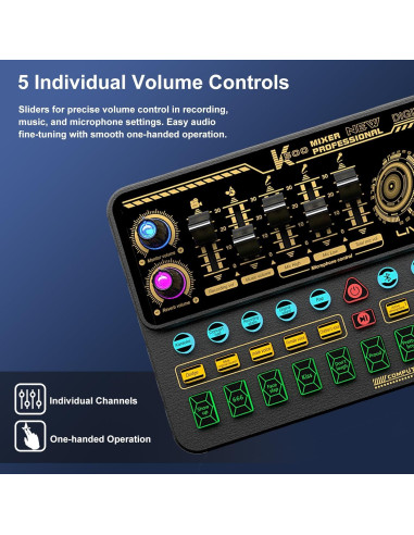 Mezclador de Audio Hosabely SK500 con Efectos y Bluetooth