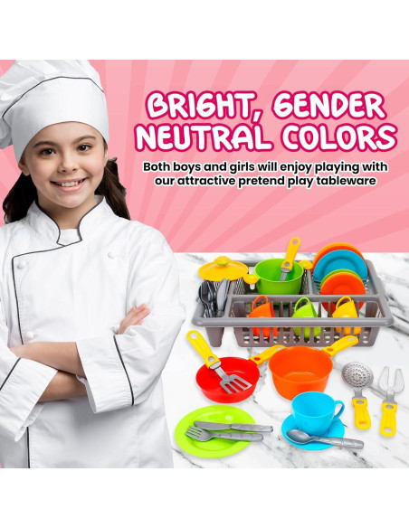 Juego de Platos de Cocina para Niños Intelkom 33 Pzs Colorido Juego de Platos de Cocina para Niños Intelkom 33 Pzs Colorido