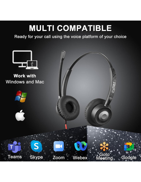 Auriculares USB Callez 702TA con Micrófono Doble ENC para PC Auriculares USB Callez 702TA con Micrófono Doble ENC para PC