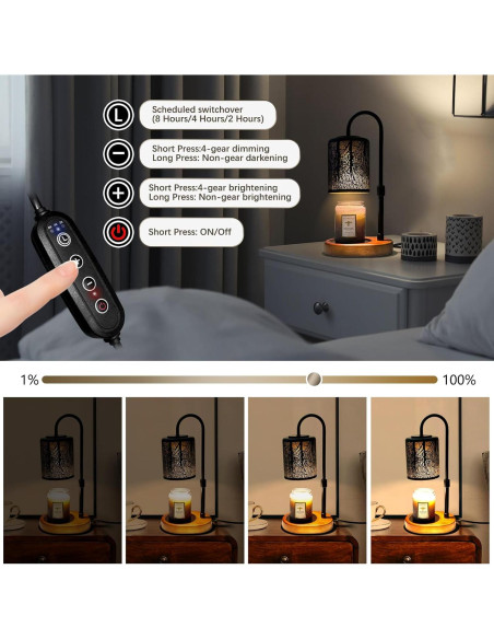 Calentador de Velas Eléctrico NoavJax Hoja Negra con Temporizador Calentador de Velas Eléctrico NoavJax Hoja Negra con Temporizador
