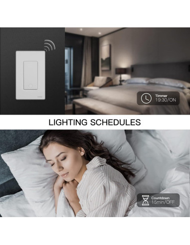Interruptor de Luz Inteligente MOES WiFi 3 Vías Blanco 139g
