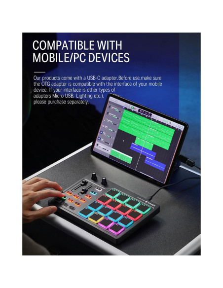 Controlador MIDI Donner STARRYPAD 16 Pads USB-C con Faders Controlador MIDI Donner STARRYPAD 16 Pads USB-C con Faders