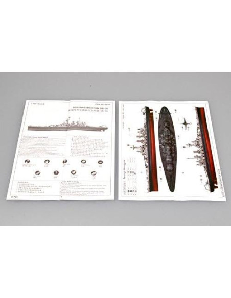 Modelo de Barco de Guerra Trumpeter USS Washington BB56 1/700 Modelo de Barco de Guerra Trumpeter USS Washington BB56 1/700