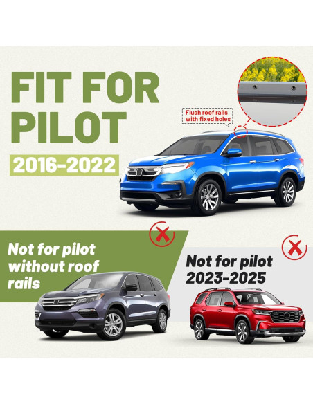 Barras Transversales de Techo TRAVLETIC para Honda Pilot 2016-2022 Barras Transversales de Techo TRAVLETIC para Honda Pilot 2016-2022