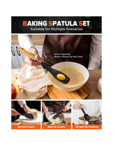 Juego de Cucharas de Silicona Badiano 4 Piezas Negro