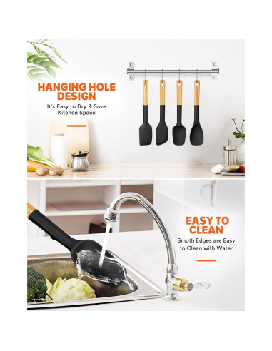 Juego de Cucharas de Silicona Badiano 4 Piezas Negro