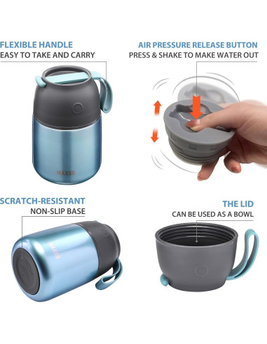 Contenedor Térmico MAXSO 500 ml Acero Inoxidable Azul