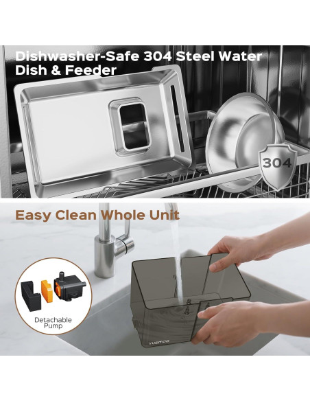 Fuente de Agua Automática YUSMOO 2 en 1 2.2L Acero Inoxidable Fuente de Agua Automática YUSMOO 2 en 1 2.2L Acero Inoxidable