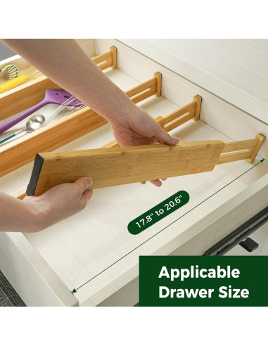 Divisores de Cajones Utoplike Grandes Ajustables de Bambú