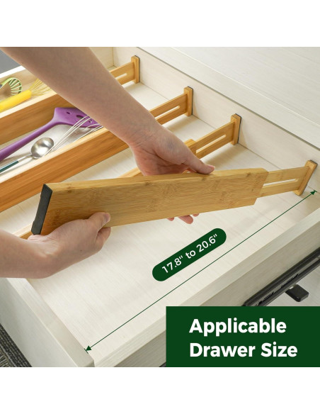 Divisores de Cajones Utoplike Grandes Ajustables de Bambú Divisores de Cajones Utoplike Grandes Ajustables de Bambú