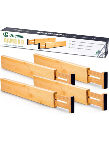 Divisores de Cajones Utoplike Grandes Ajustables de Bambú