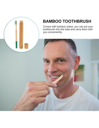 Kit de Cepillos de Dientes de Bambú Healifty - 3 Piezas Portátiles