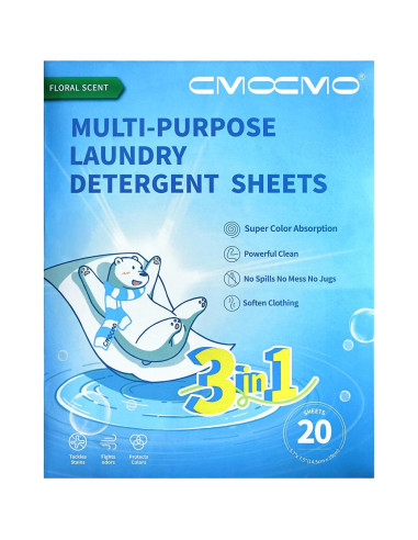 Hojas de Detergente para Ropa CMOCMO Aroma Floral 20 Unidades