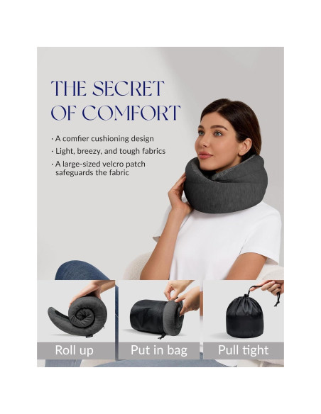 Almohada de viaje Korigo KR001 Gris Oscuro Espuma Viscoelástica Almohada de viaje Korigo KR001 Gris Oscuro Espuma Viscoelástica