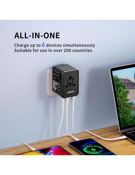 Adaptador de Viaje Universal DONGGUAN 5.8A 6 Puertos USB Adaptador de Viaje Universal DONGGUAN 5.8A 6 Puertos USB