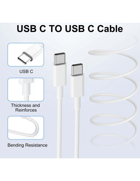Cargador Rápido 20W USB C Apple con Cable 3m para iPhone 15 Cargador Rápido 20W USB C Apple con Cable 3m para iPhone 15