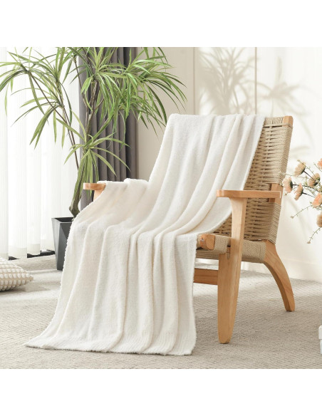 Manta de Tejer JOOJA 100% Poliester 203x152 cm Crema Manta de Tejer JOOJA 100% Poliester 203x152 cm Crema