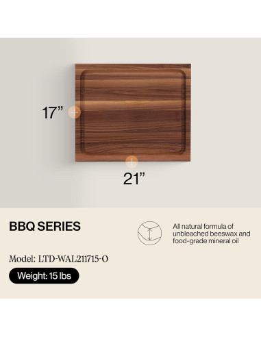 Tabla de Cortar Reversible de Madera de Nogal John Boos 53x43 cm