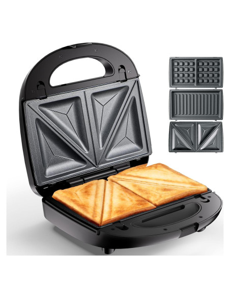 Horno de Sándwich 3 en 1 KEENSTAR 750W Acero Inoxidable Horno de Sándwich 3 en 1 KEENSTAR 750W Acero Inoxidable