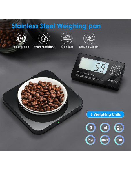 Báscula de Cocina URAMAZ 15kg Acero Inoxidable Pantalla LCD Báscula de Cocina URAMAZ 15kg Acero Inoxidable Pantalla LCD